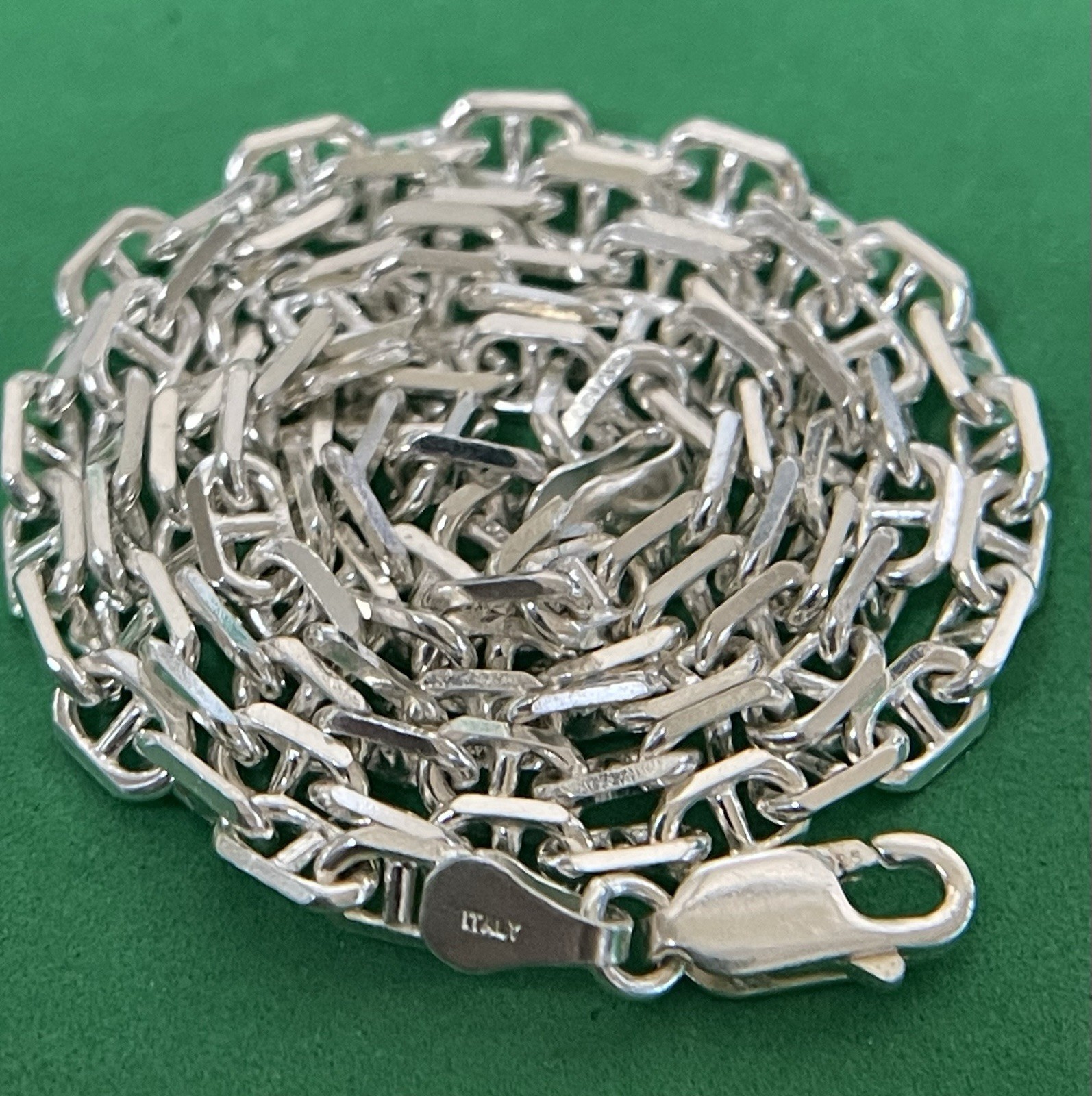 18” 4mm Italian Anchor Mariner Sterling Silver .925 Chain Necklace 14.7 Grams
