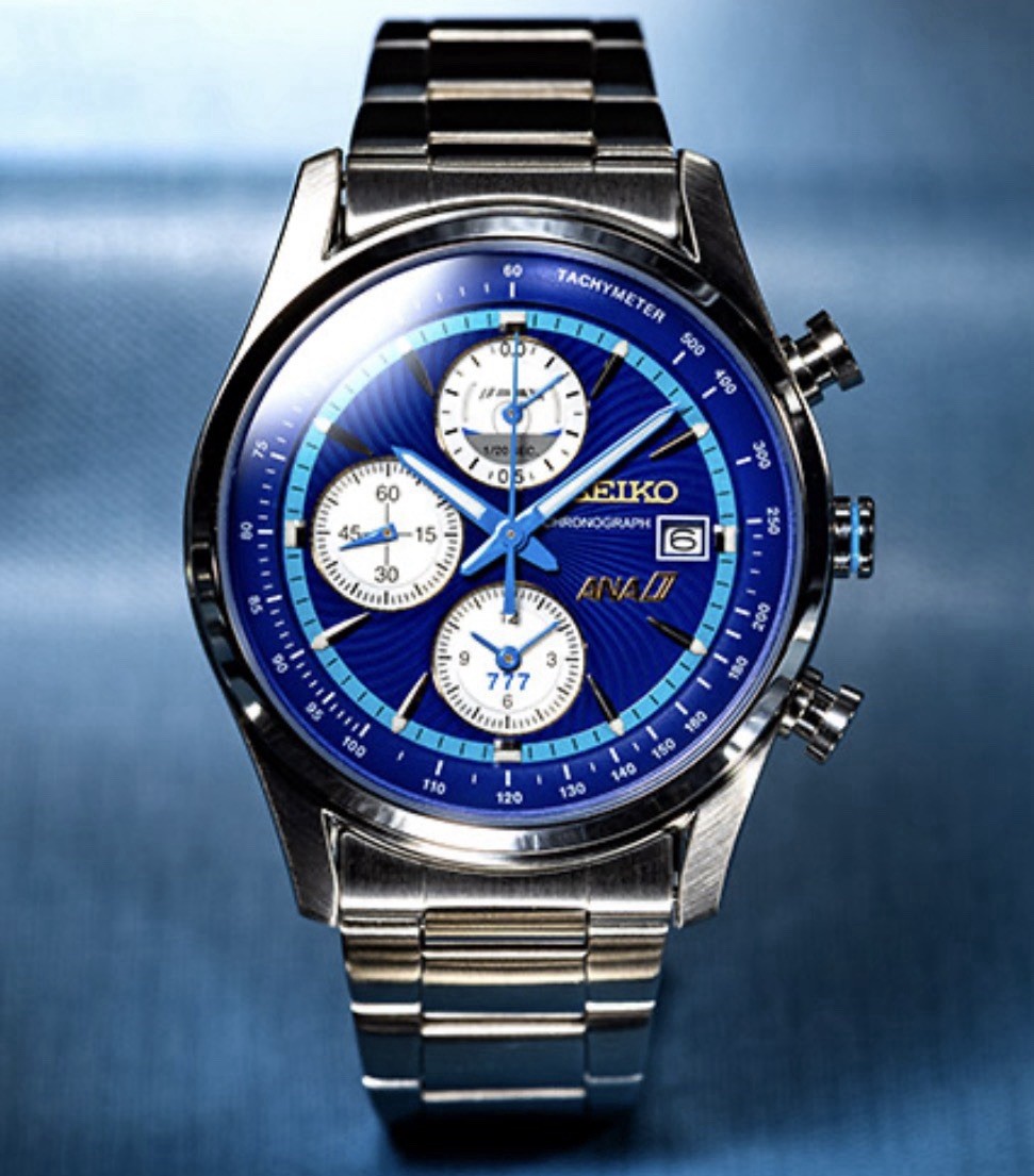 Seiko for ANA 777 Limited Edition Watch Chronograph 777pcs Blue Boeing Design JP