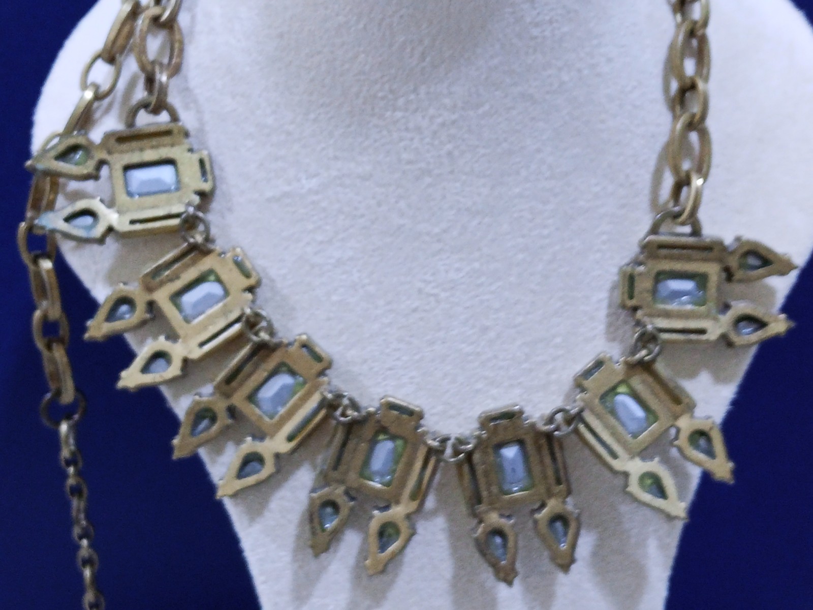 J. Crew Necklace, Faux Crystal and White Acrylic, Gold Tone Chain