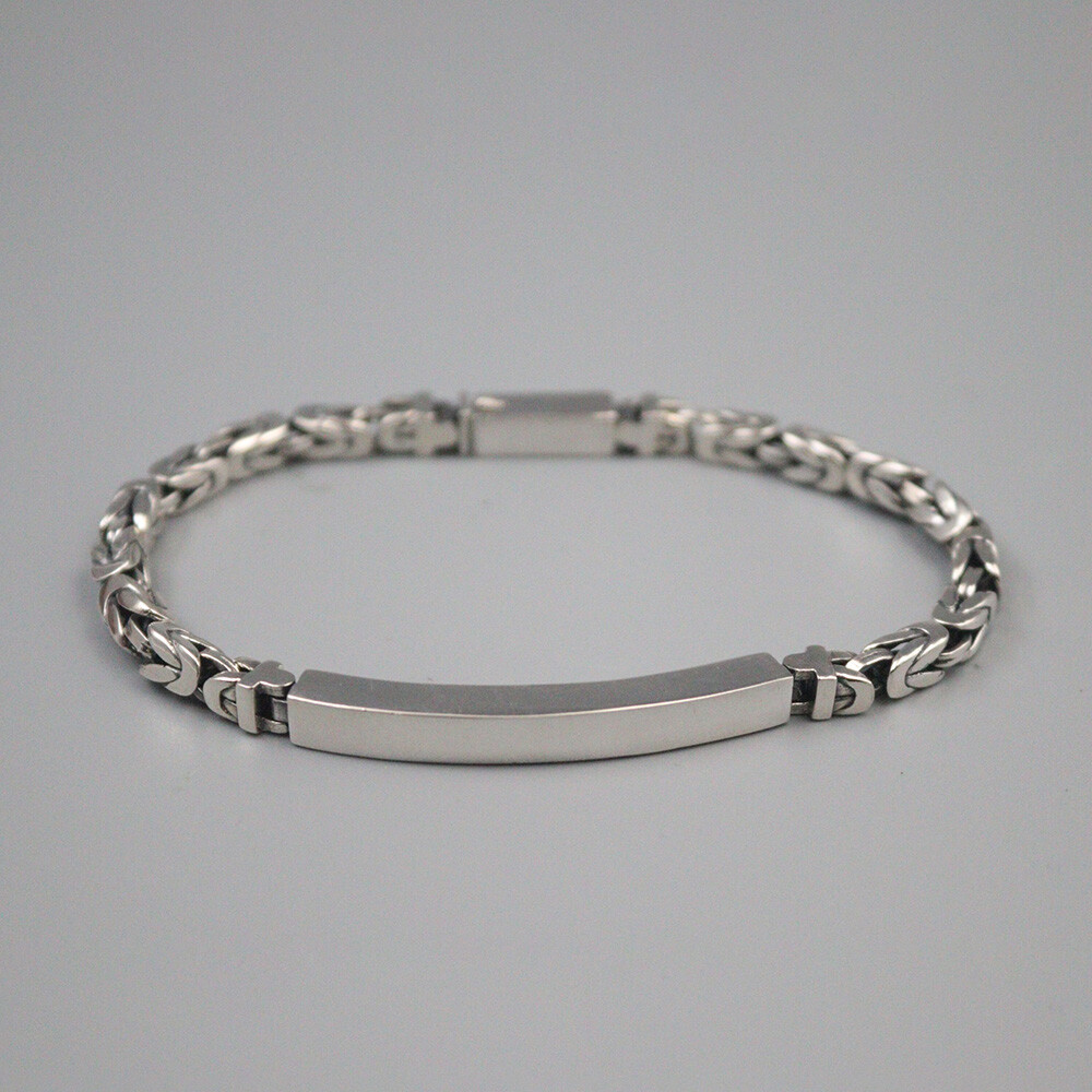 Solid 925 Sterling Silver 4mm Byzantine Link Chain Bracelet 8.26inch Special