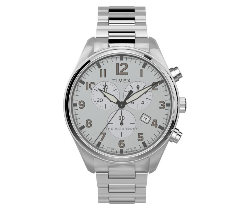 Timex Waterbury TW2T70400 Silver Chronograph Stainless Steel Men’s Watch 42mm