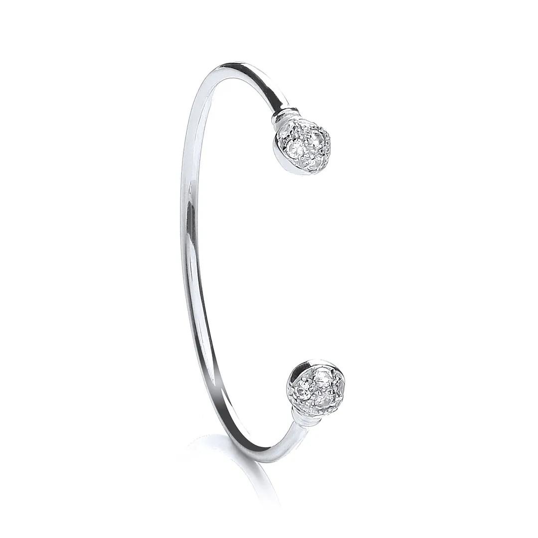 Torque Bangle Sterling Silver CZ Baby Jewellery
