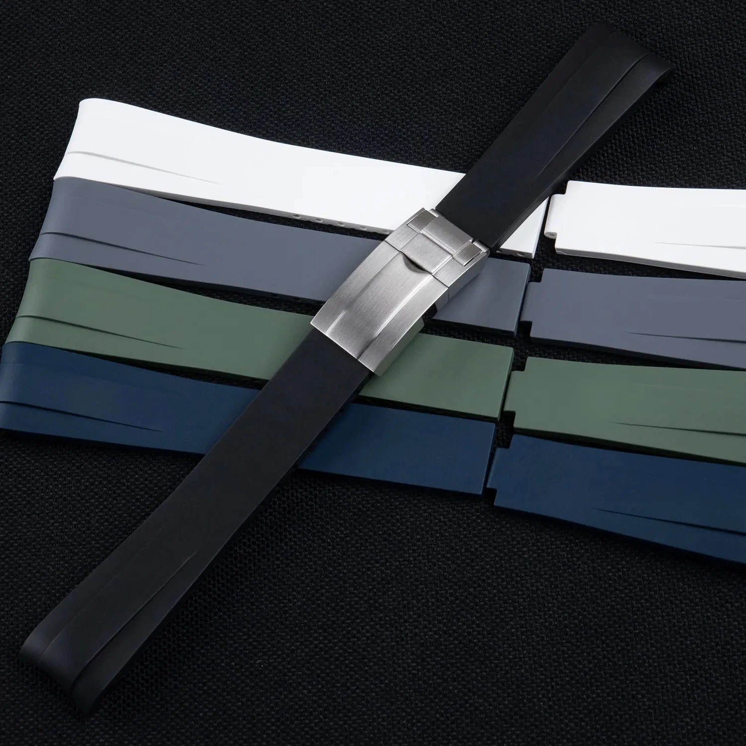 20 22mm FKM Rubber Watch Strap Fits Tudor Black Bay BB 39mm 41mm 39mm