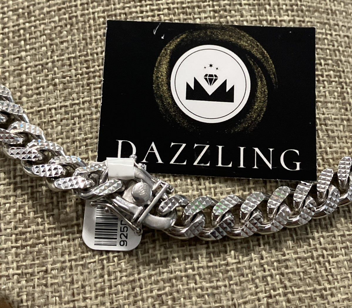 925 Sterling Silver Italy Solid Cuban Chain Dia-Cuts 129grams 9.7mm 26″ Box-Lock
