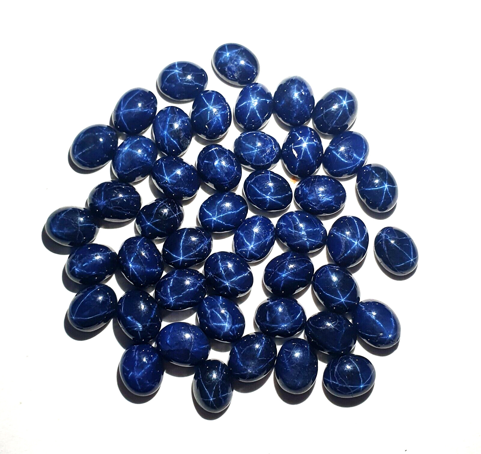 Natural Diffused Star Blue Sapphire Oval Cabochon Gemstone 5 Pcs 7*9 MM 17 CT