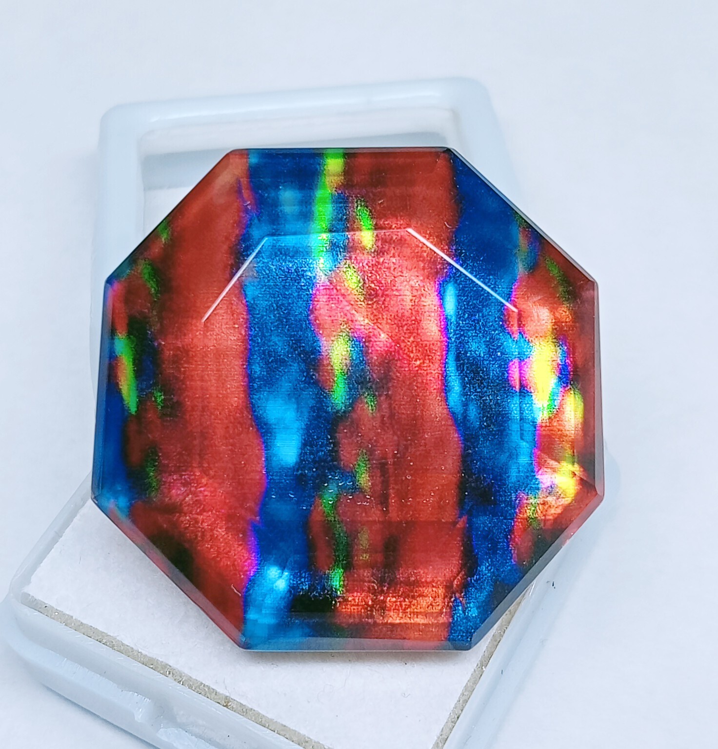 HUGE Doublet Ammolite Opal-like Organic Opal Octagon Shape 70 Ct EGL Certified