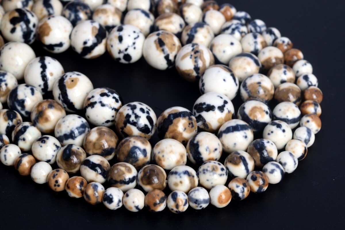 Coffee Milk Rain Flower Jade Beads Round Loose Beads 4/6/8/10/12MM