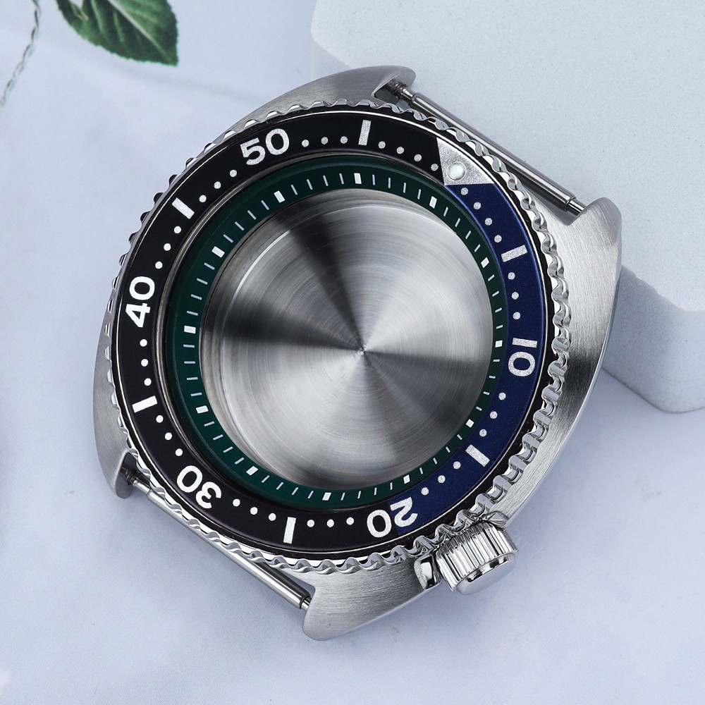 45mm Vintage Watch Case Silver Premium Steel 100m Diver For Seiko NH35 Movement