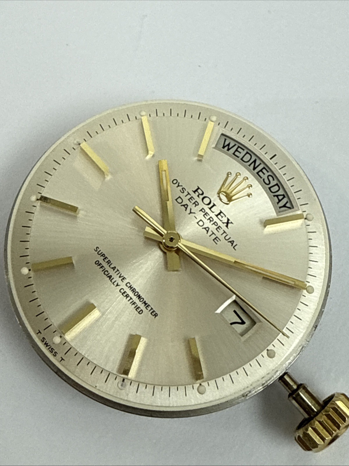 Rolex President 36 mm 1556 Non Quick Set Complete Movement, Pie Pan Dial & Crown