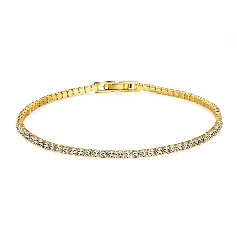 925 Sterling Silver Tennis Bracelet 2mm Zirconia 16–19cm Anniversary Gift