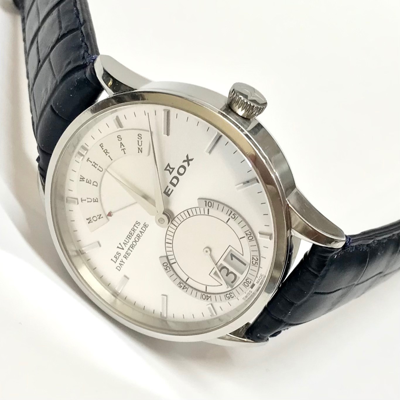 Edox Les Vauberts Day Retrograde set box ref. 34001 WR50 Watch