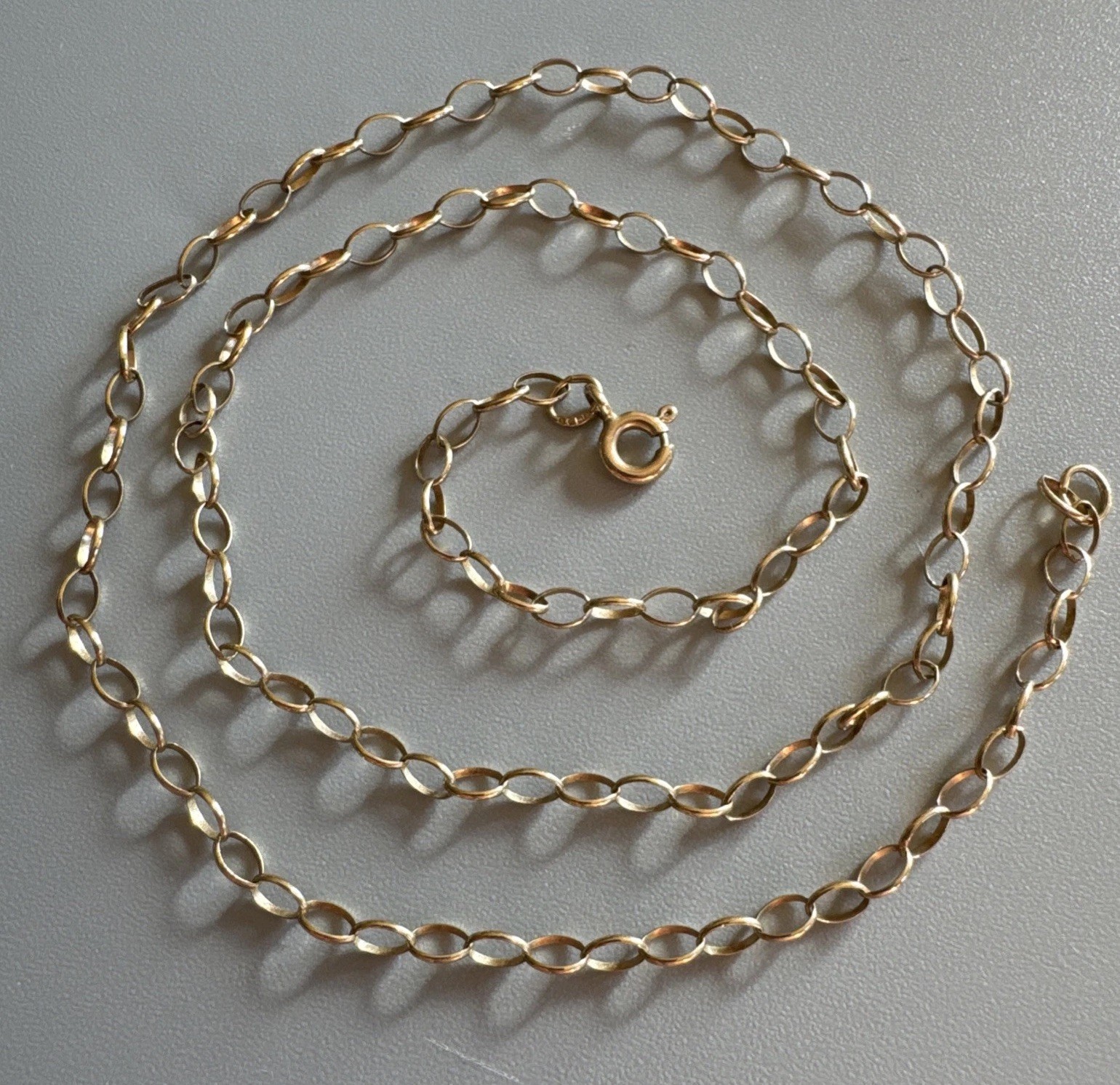 9ct Yellow Gold 375 2.8mm Oval Link Chain Necklace 17” Long UK Fully Hallmarked