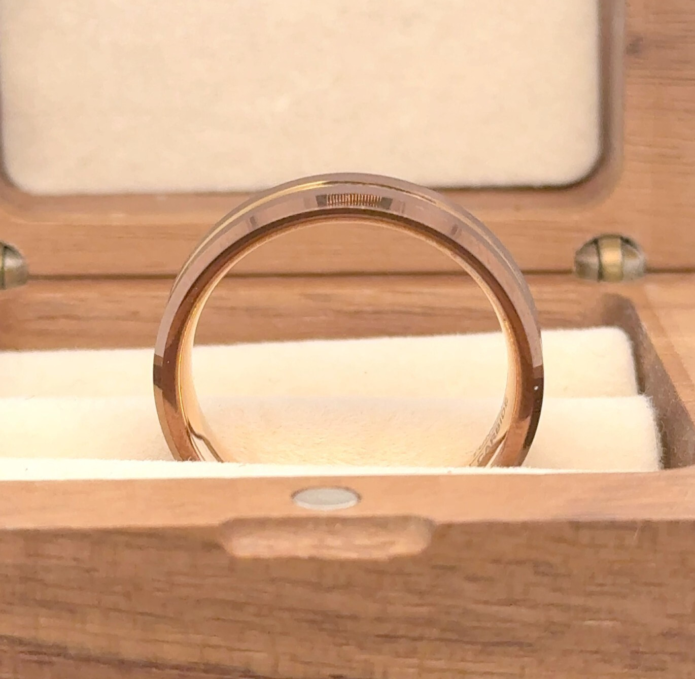 Brown & Rose Gold Tungsten Band Groove Brushed Polished Ring For Valentine Gifts
