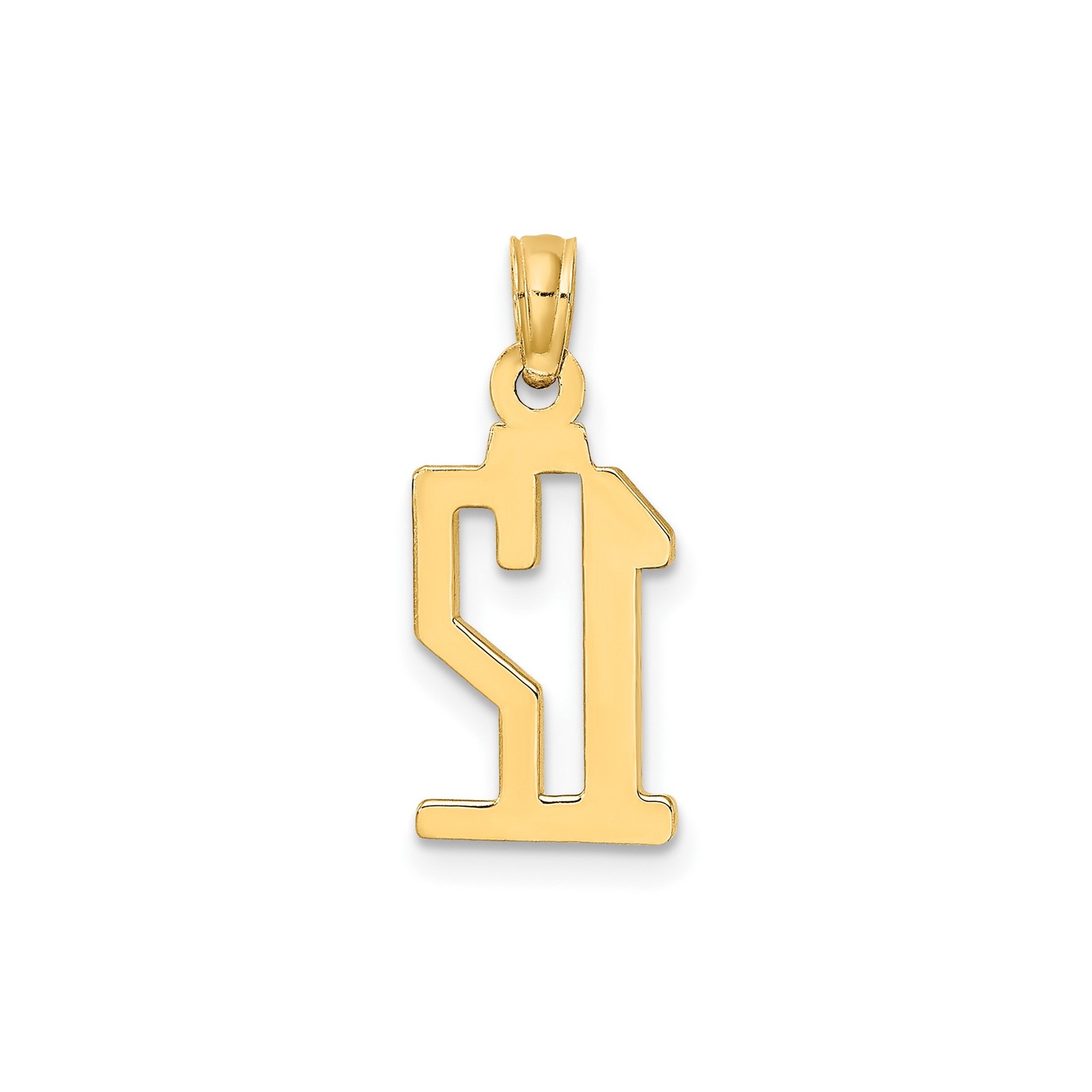 10k Yellow Gold Number 12 Pendant Polished Unisex Sports Charm Jewelry