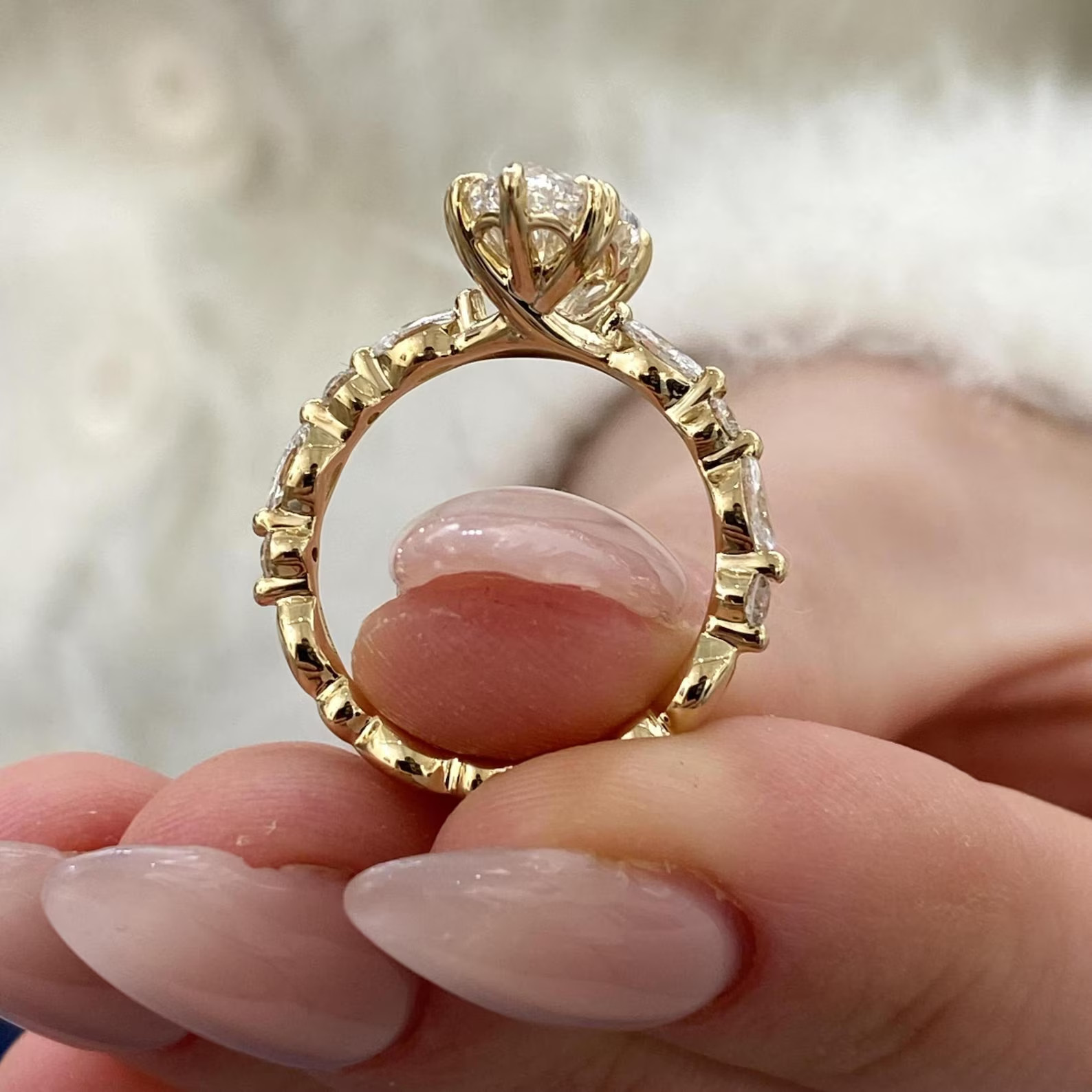 Marquise IGI Certified Lab Grown/CVD Diamond Jewelry Gift Ring 14k Yellow Gold
