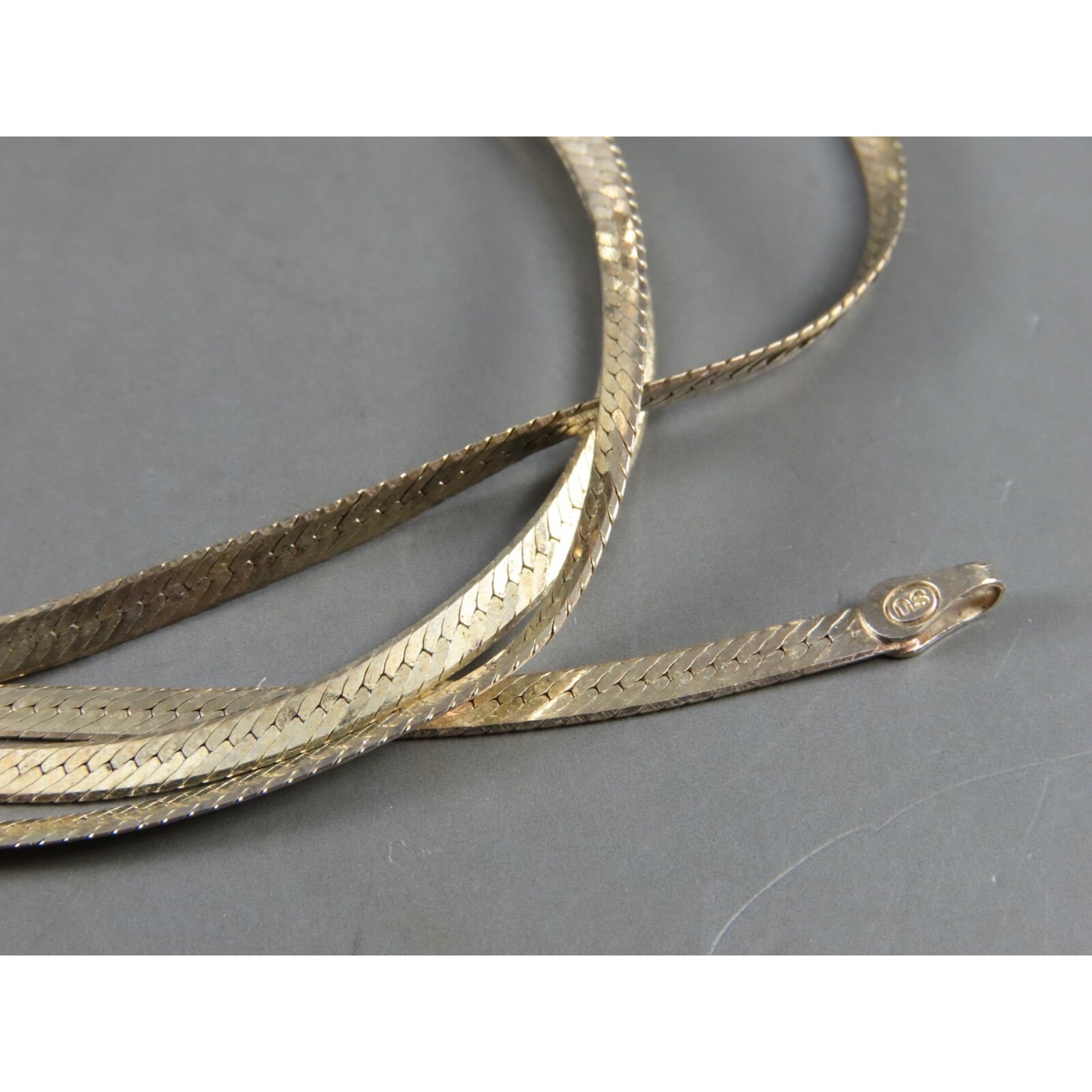 STERLING SILVER SU ITALY Herringbone Chain Necklace 24″ LONG x 2.75mm