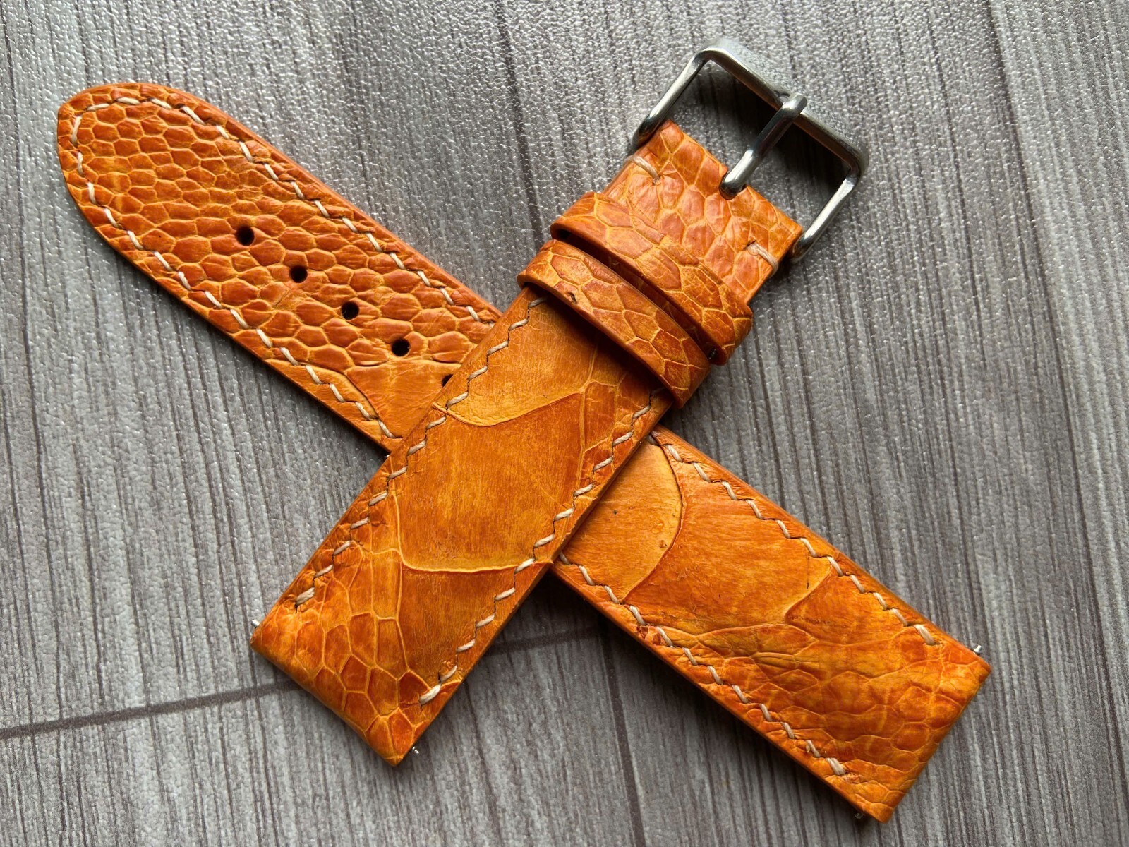 Orange Leg Ostrich Leather Watch Strap Band, Size 18mm 20mm 21mm 22mm 24mm 26mm