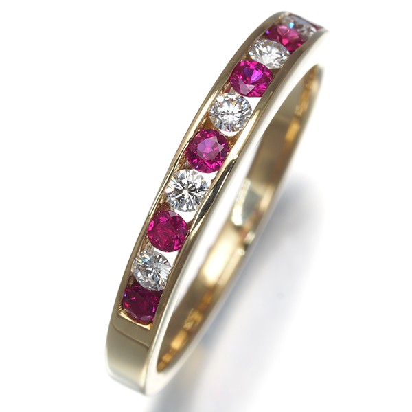 Auth Tiffany&Co. Ring Ruby Diamond Channel Set US6-6.25 18K 750 Yellow Gold