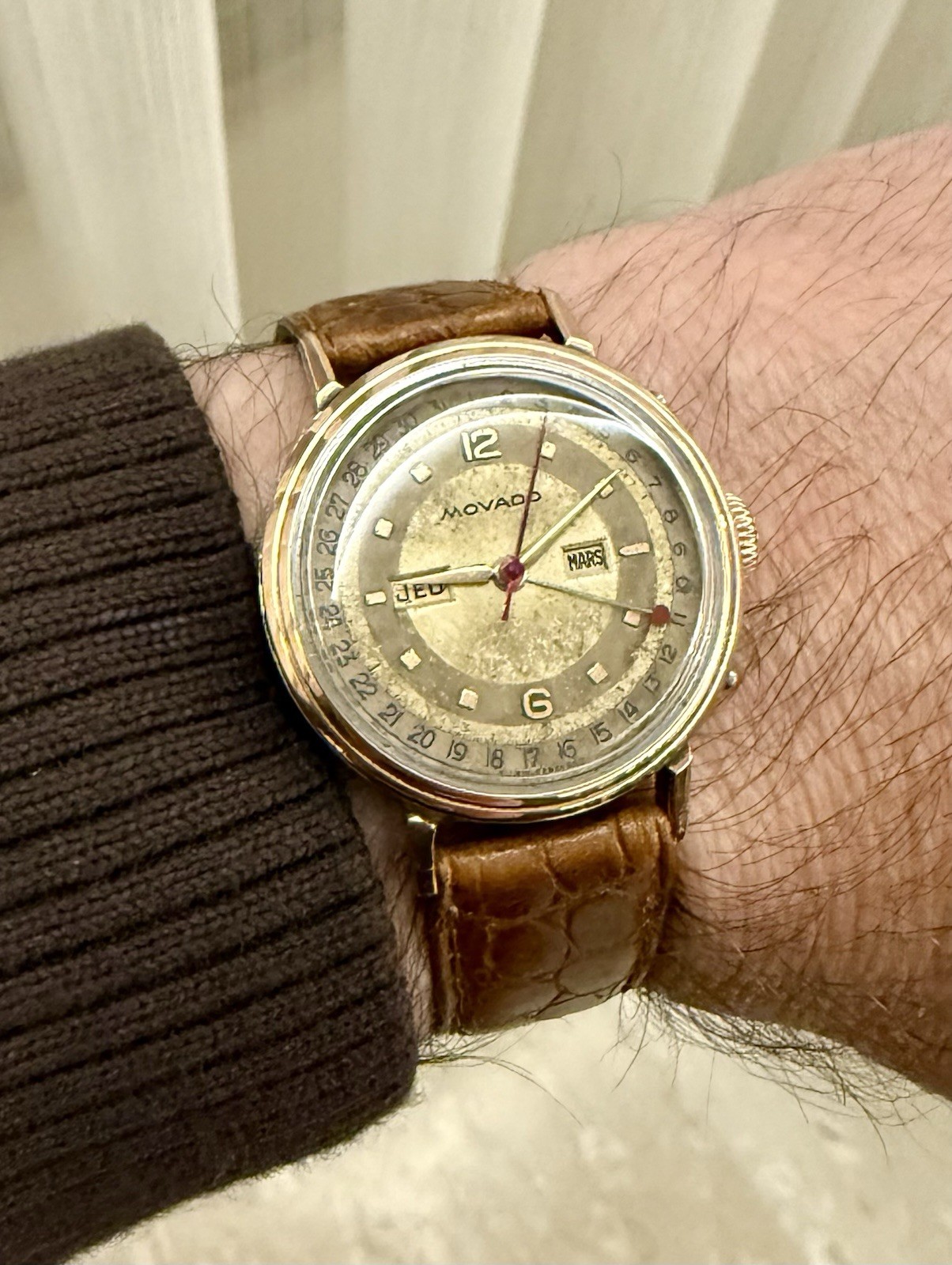 ⌚Ultra Rare Movado Triple Calendar Gold-Capped Hand-Wind Vintage Swiss⌚