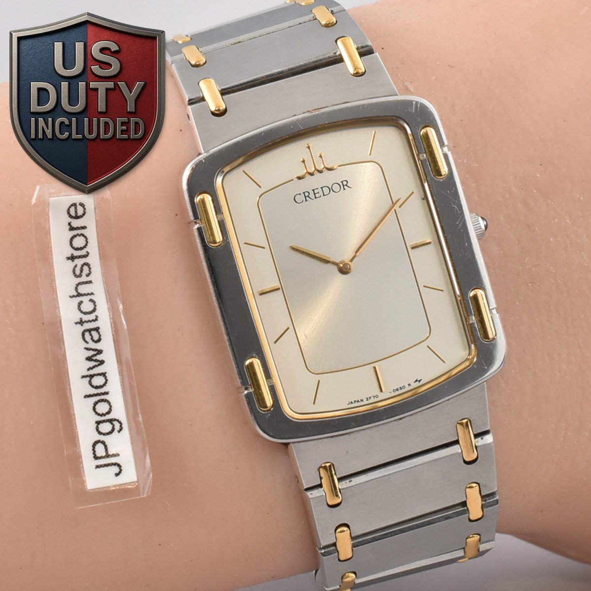 Vintage 1993 N MINT Seiko Credor 2F70-5590 18K Two Tone Quartz Men’s Watch JAPAN