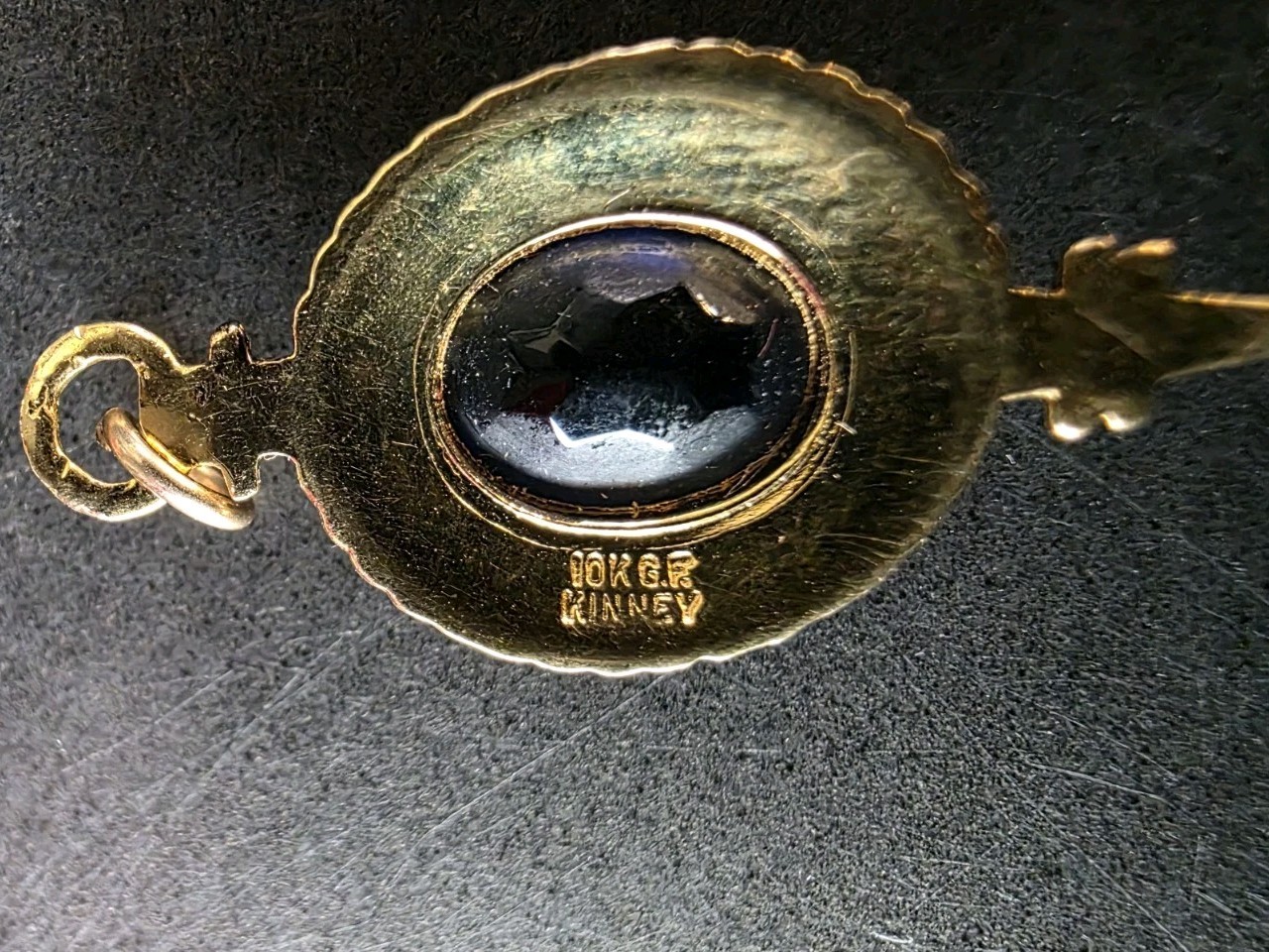 Vintage Dobbs Ferry High School NY Kinney 10k G.F. Blue Oval Charm Pendant