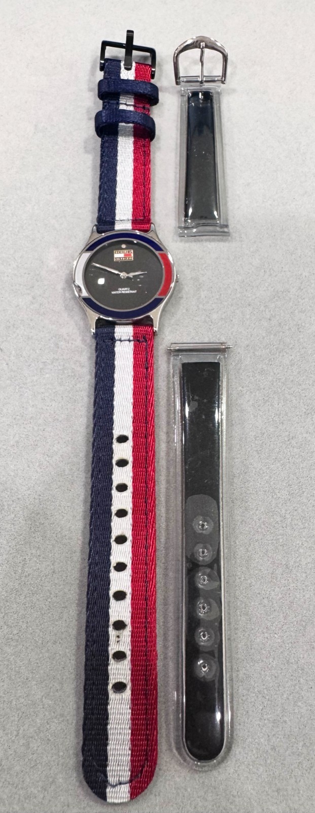 NOS Vintage Tommy Hilfiger Quartz Watch Blue Dial Original Strap Included Runs