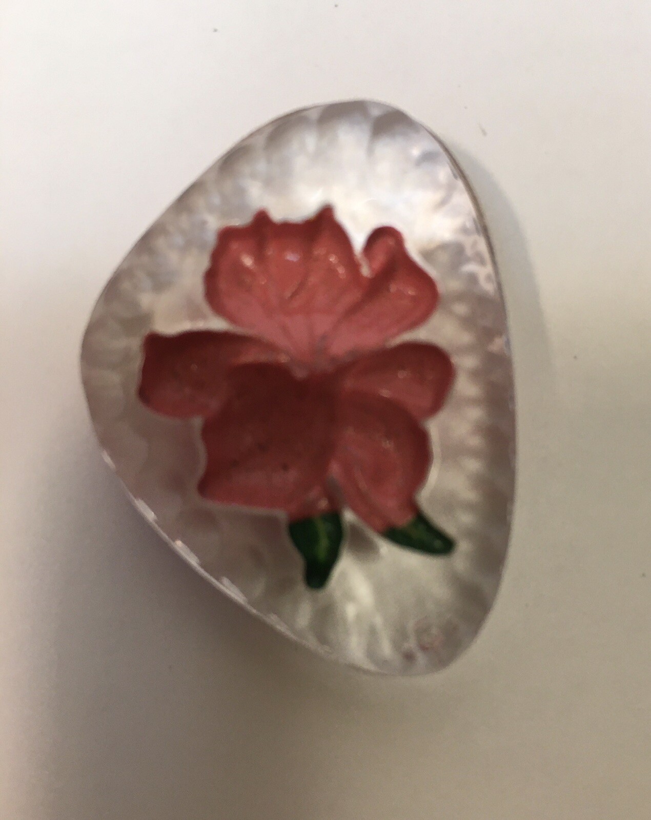 Painted Flower in Carved Glass Jewelry Component for Pendant Vintage Approx 1.5″