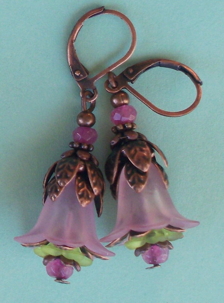 acrylic TRUMPET FLOWER with jade choose COLOR handcrafted XX