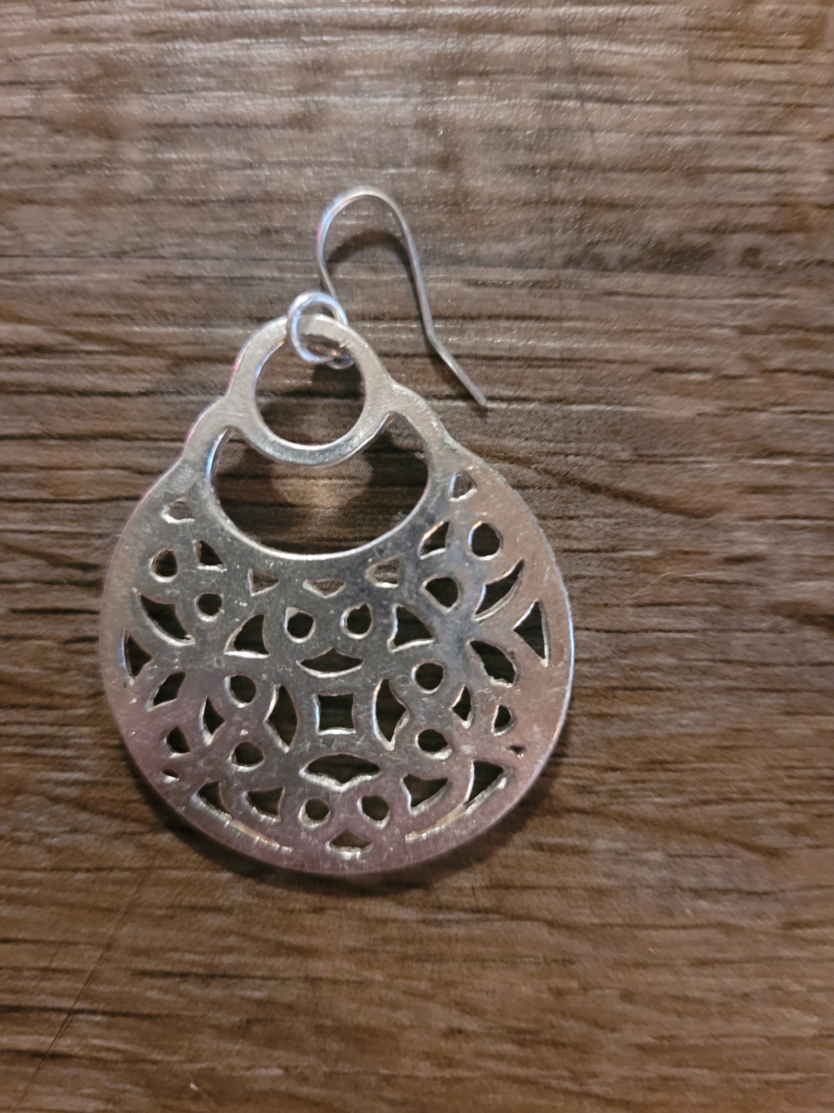 Southwestern Style Filligree Open Work Silvertone Earrings Pierced Dangle Hook