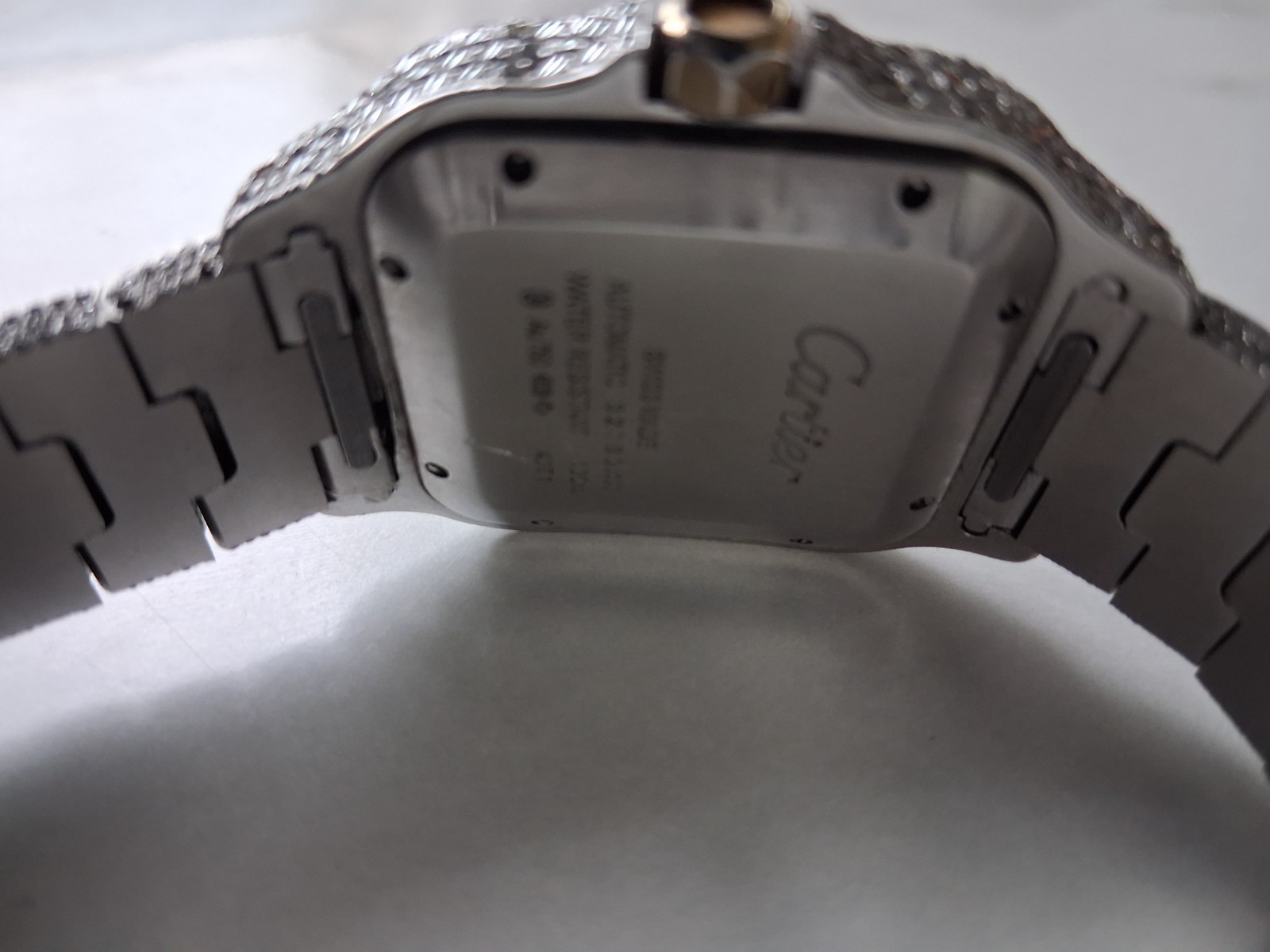 Cartier Santos Automatic Wristwatch – Iced Out – Needs Repair