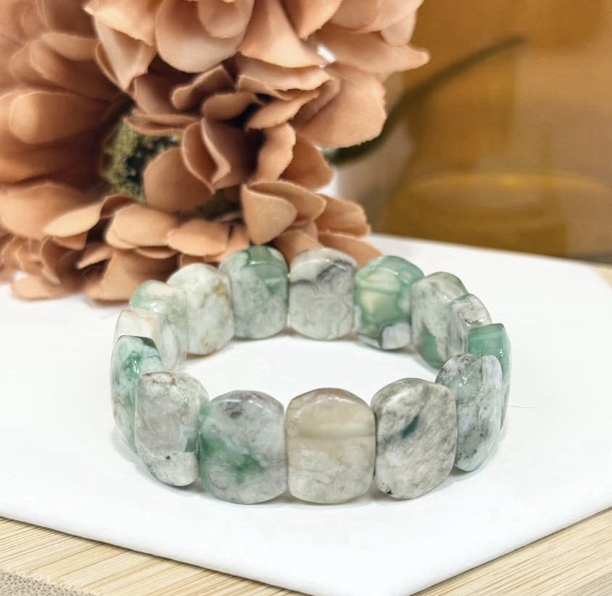 Flower Agate Green Soft Bangle 16MM