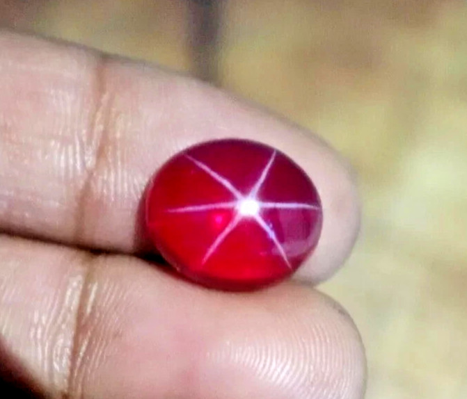 6 Rays Natural Red Star Ruby Oval CUT Cabochon 9 Ct Certified Loose Gemstone