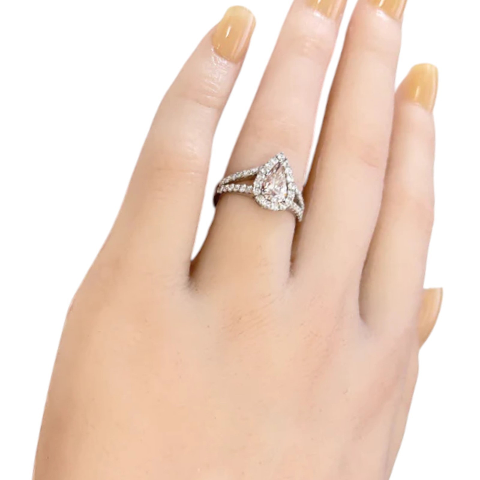 3.00 Ct Pear Cut IGI Lab Grown Fancy Vivid Pink Diamond Women Ring 950 Platinum