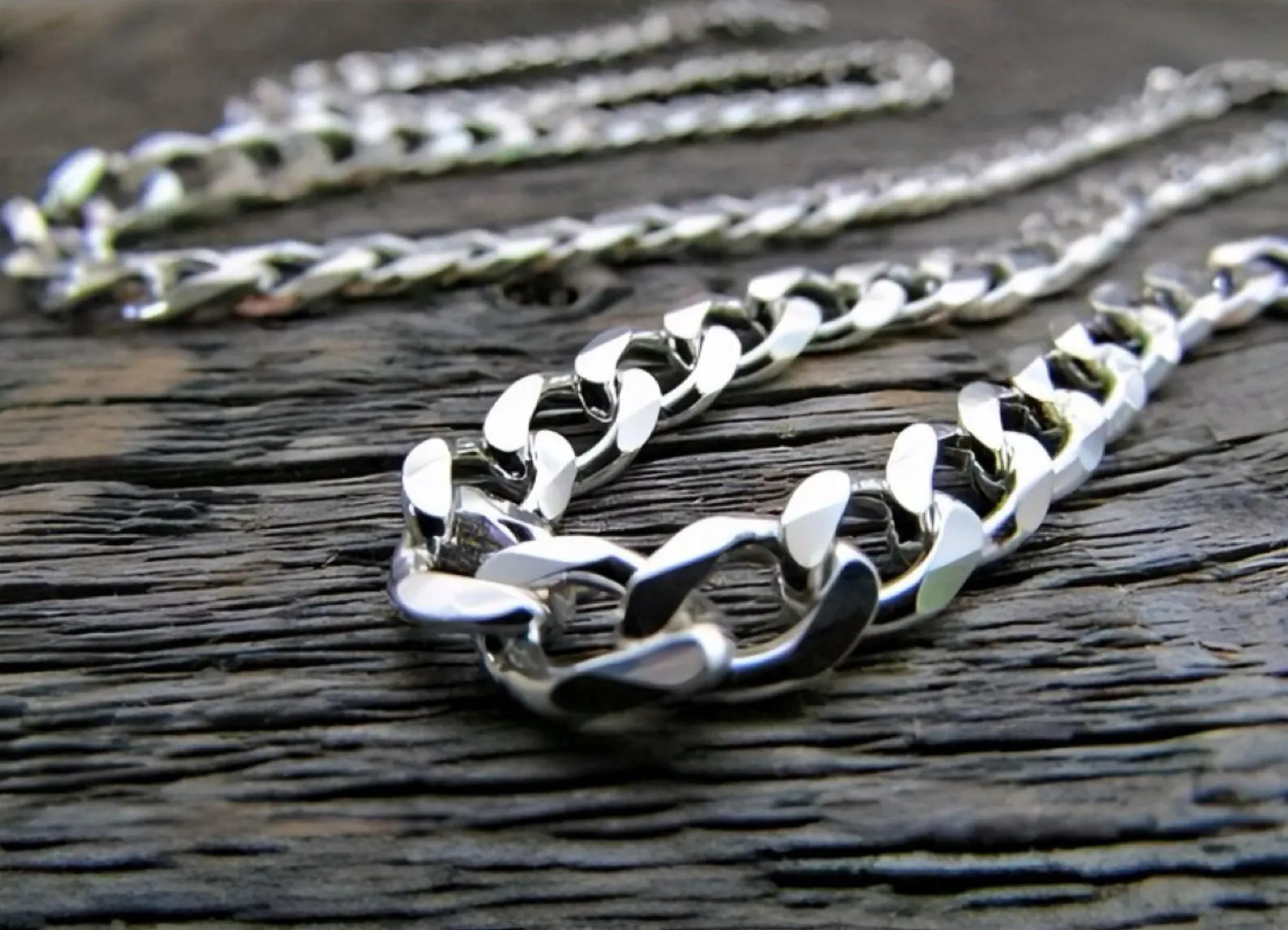 Solid 925 Sterling Curb Chain Necklace 7mm 8-30” Cuban Miami Style Italy