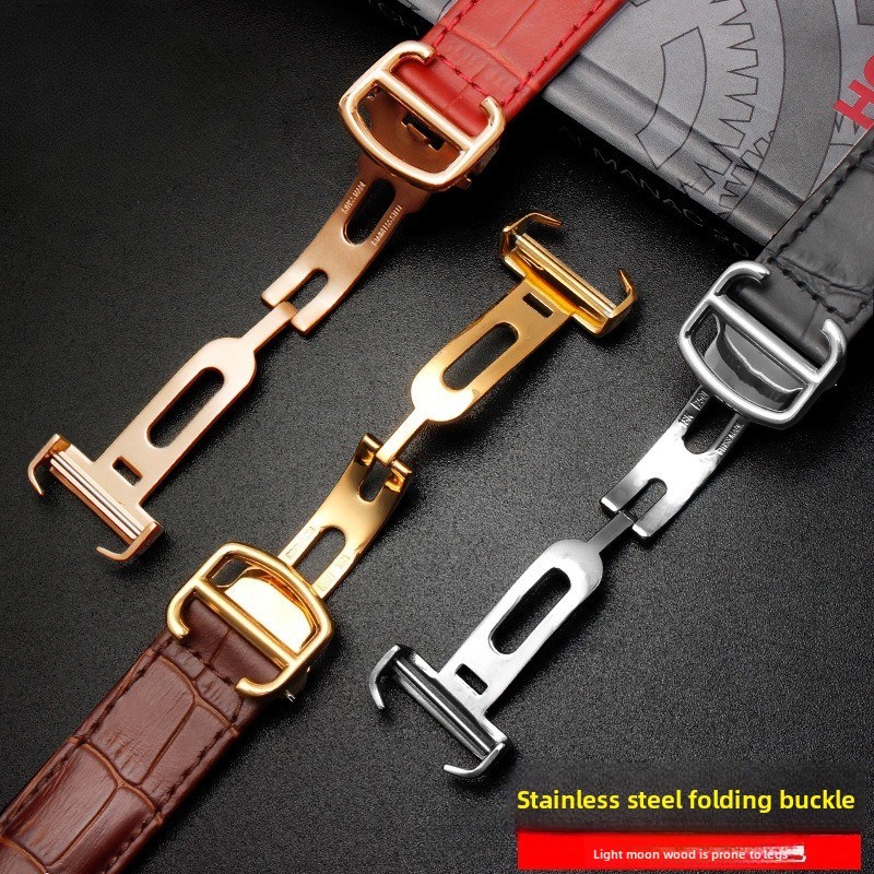 Genuine Leather Watch Band Strap Folding Clasp Wristband 16 18 20mm for Cartier