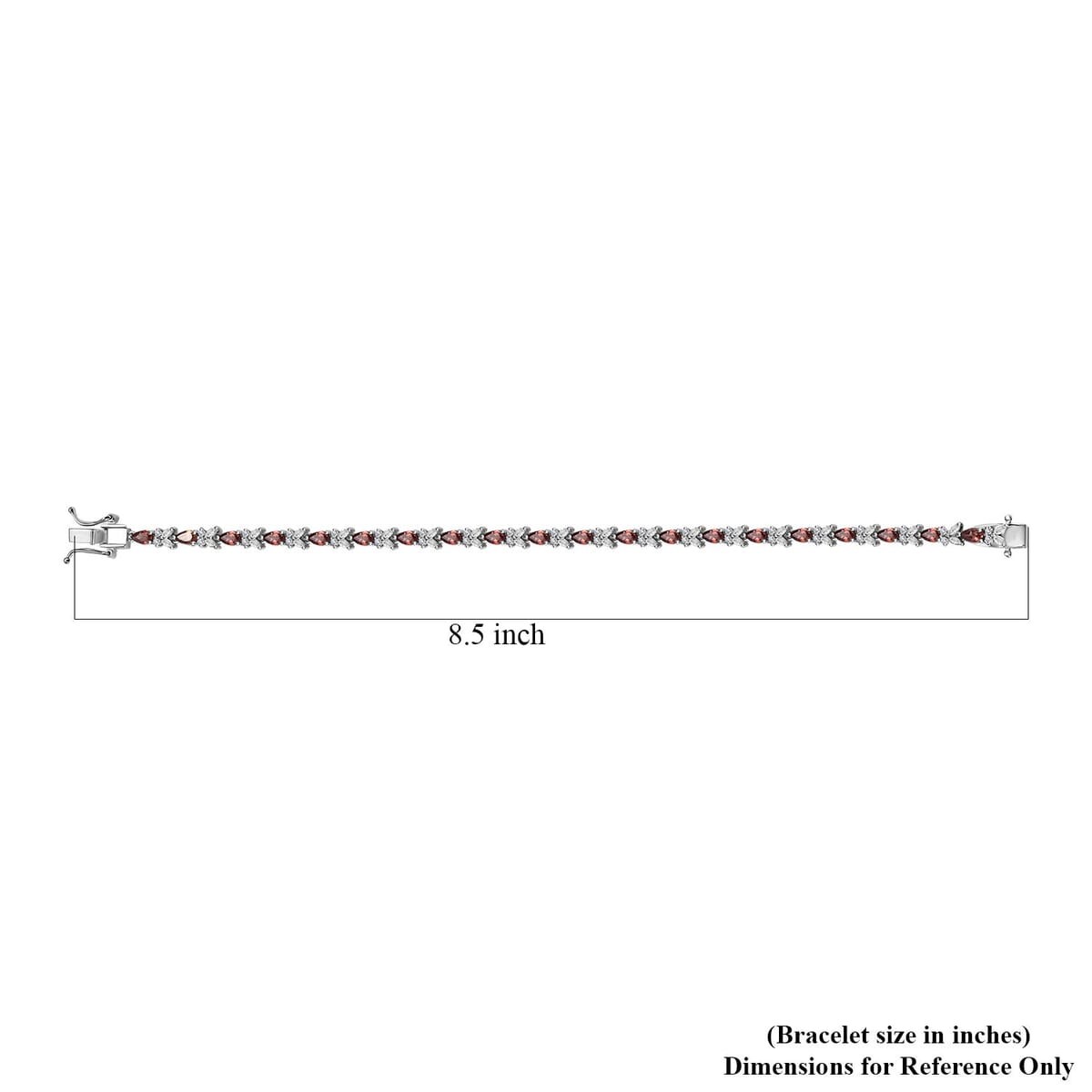 AMAZING!! 7.70ctw Blush Garnet & Moissanite Tennis Bracelet Rhodium Plated 8.00″