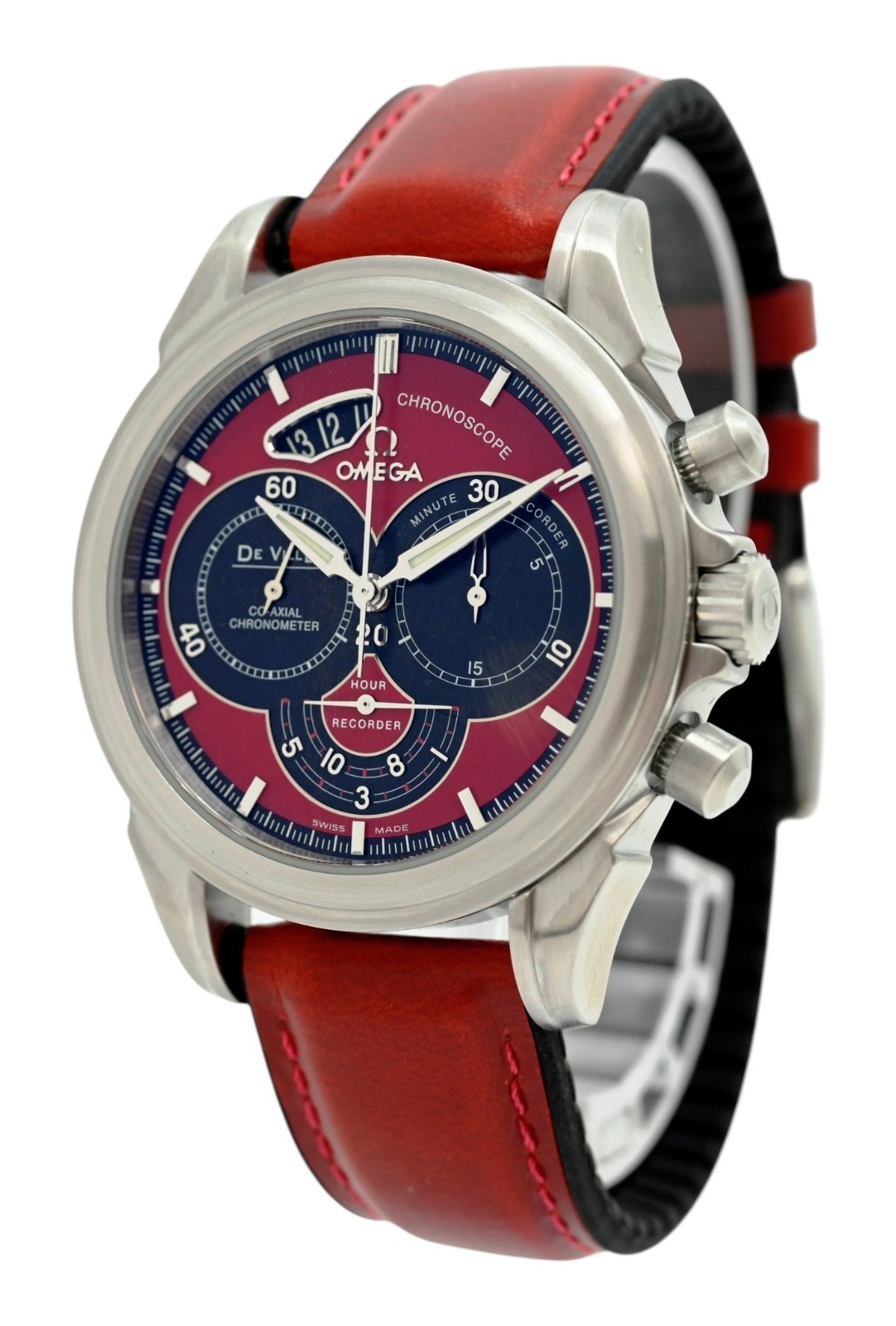 Omega 41mm Men’s DeVille Co-Axial Red Chronoscope Chronograph Watch- 4851.61.31!