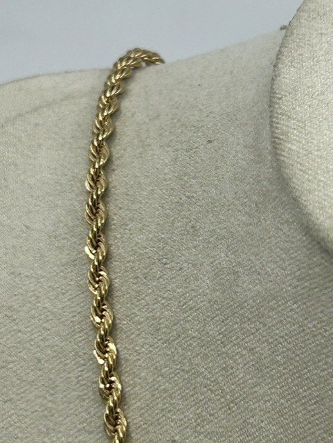 Erwin Pearl Signed Gold Tone Rope Chain Gold Nugget Necklace 20″ Vintage