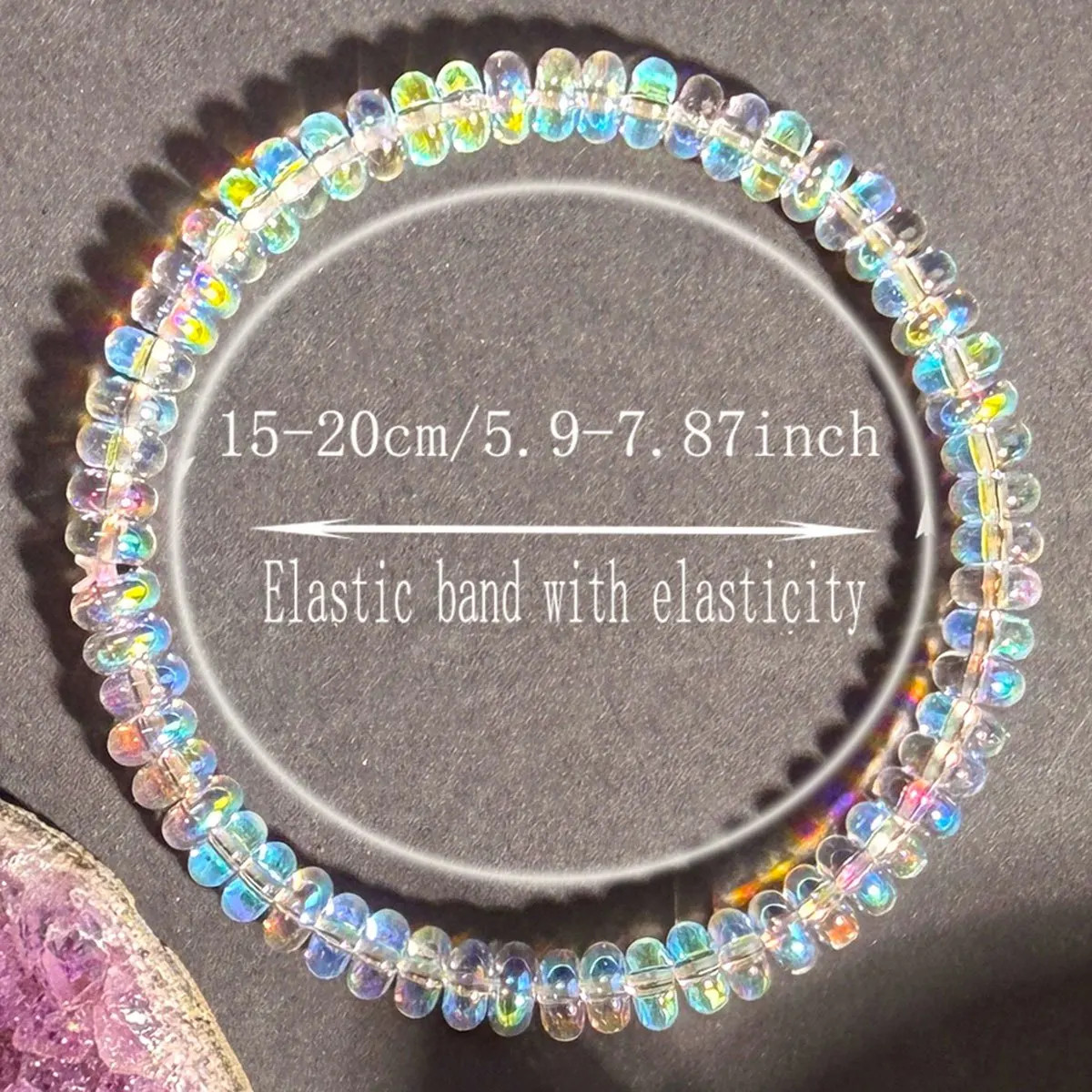 Natural Ethiopian Opal Stretch Bracelet Elastic Cord Jewelry for Women