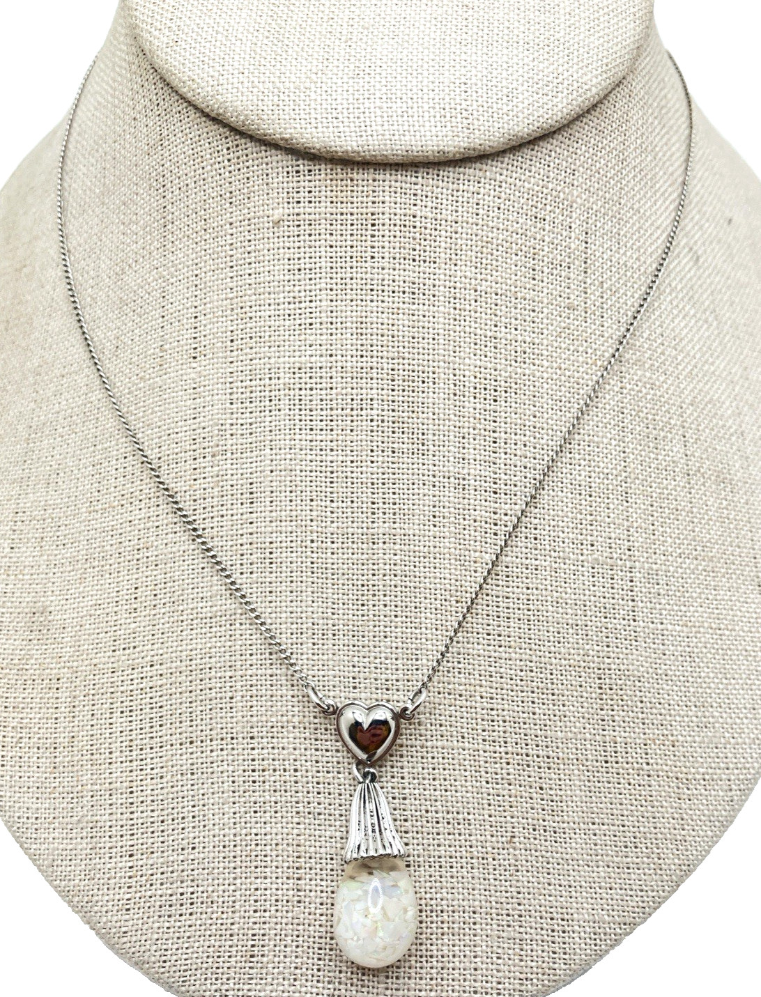 Silver-Toned Opal Flake Amco Earring & Necklace Set
