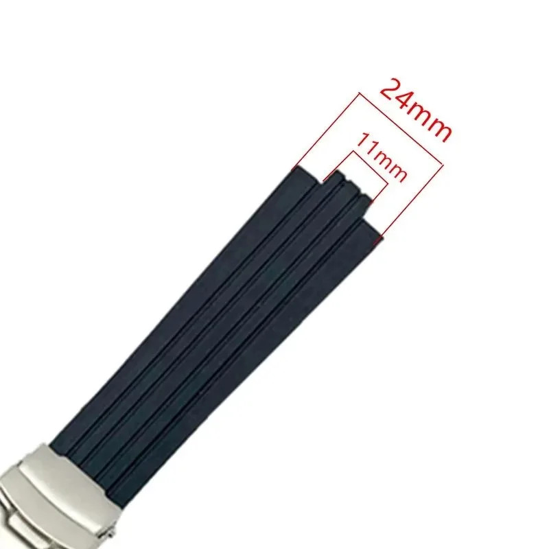 Oris Aquis 7330/7740 Striped Silicone Strap 24mm Convex Waterproof