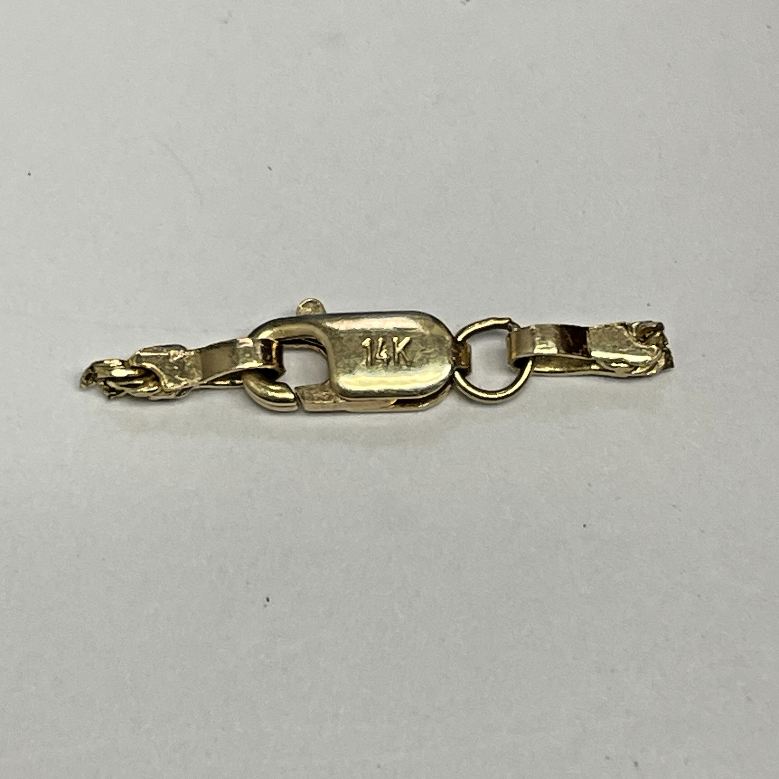 14k Yellow Gold Lobster Clasp & Jump Ring Flat Chain End 4 x 8mm 0.4g