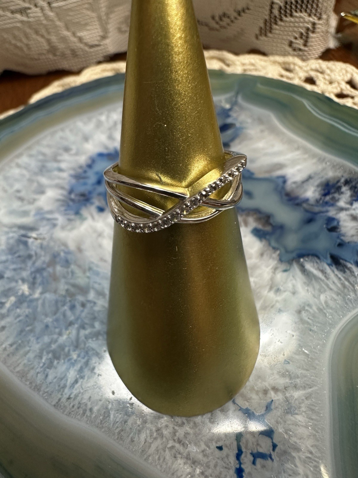 Sterling Silver & Clear Stone Ring size 7 – 1.95g