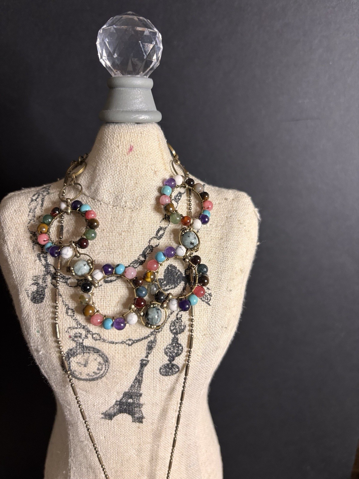 Boutique Multicolor Adjustable Round Beaded Jewelry Set Necklace & Bracelet