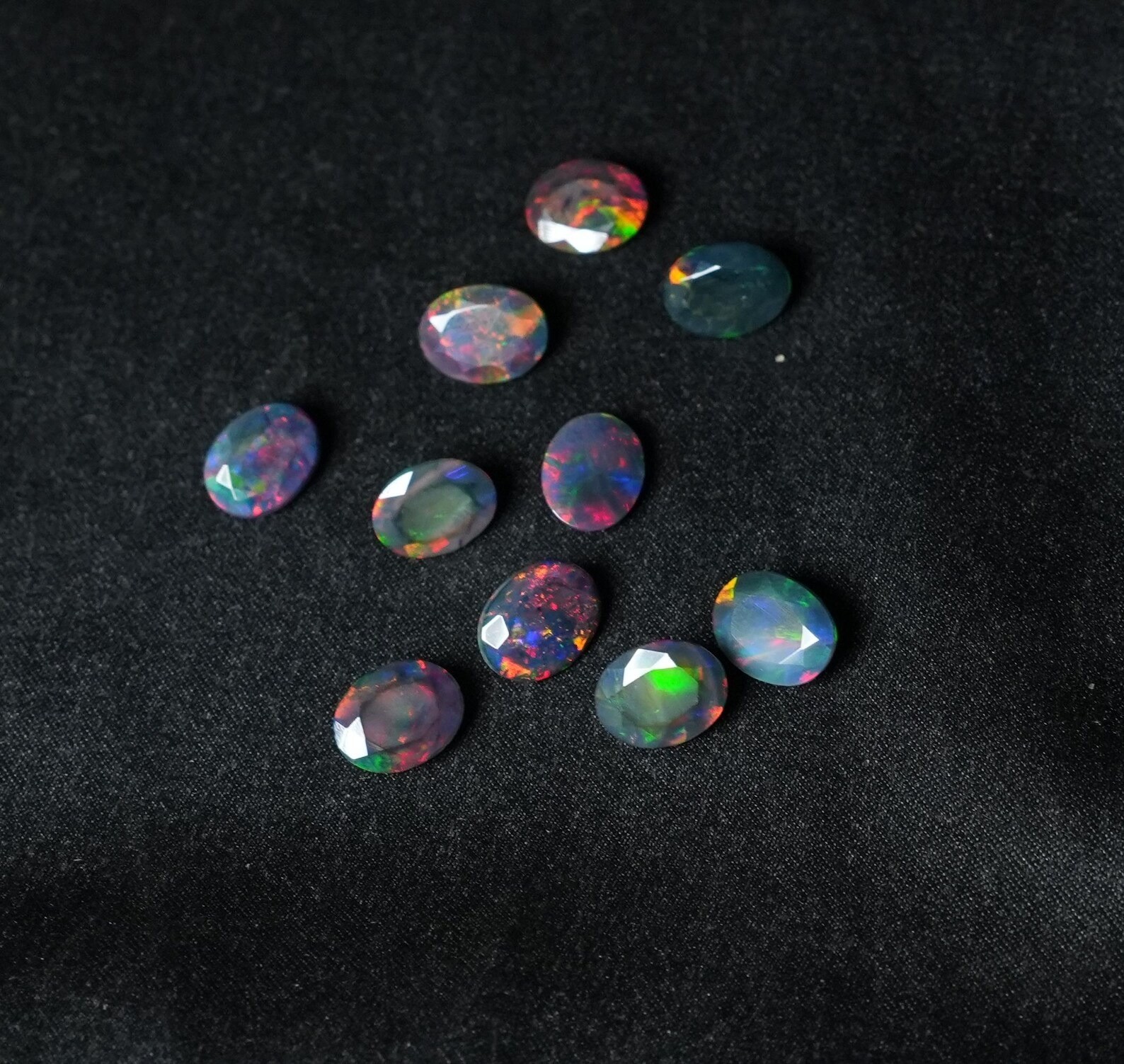 Natural Black Ethopian Opal Oval Faceted Cut 3x5mm To 8x10mm Loose Gemstone