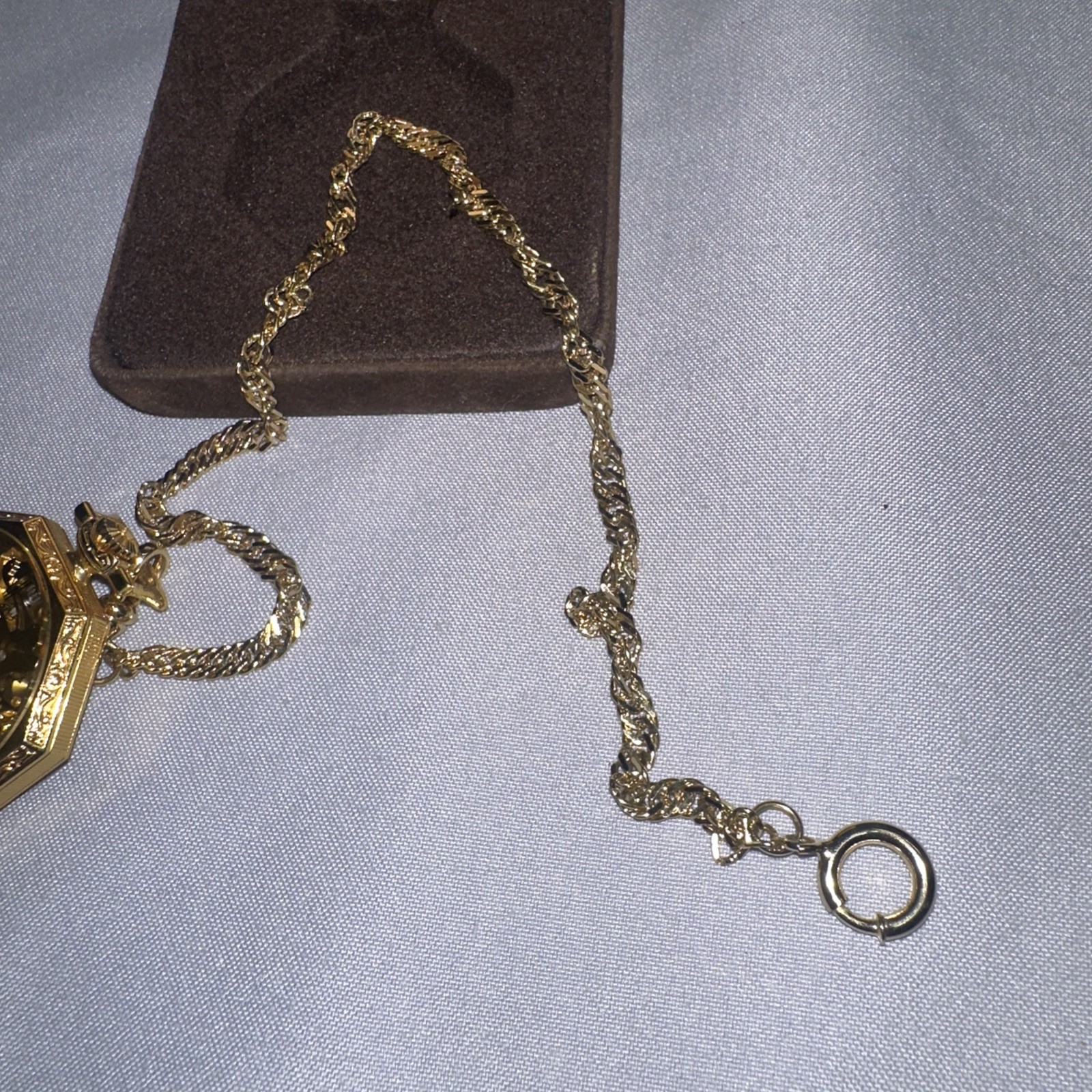 Vintage Colibri 17 Jewels Incabloc Swiss Skeletonized Pocket Watch Chain + Case