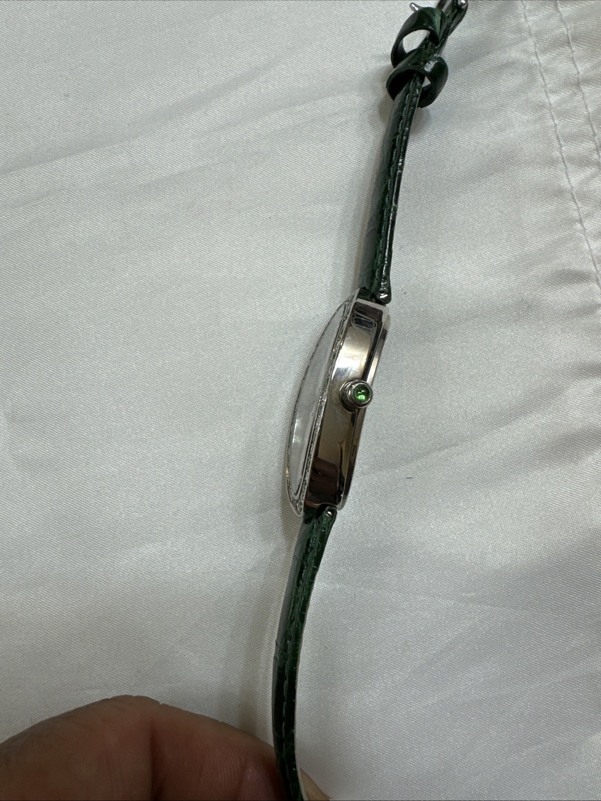 Effy Diamond & Tsavorite 1.78 Ct Swiss Quartz Ladies Watch Green Crocodile Strap