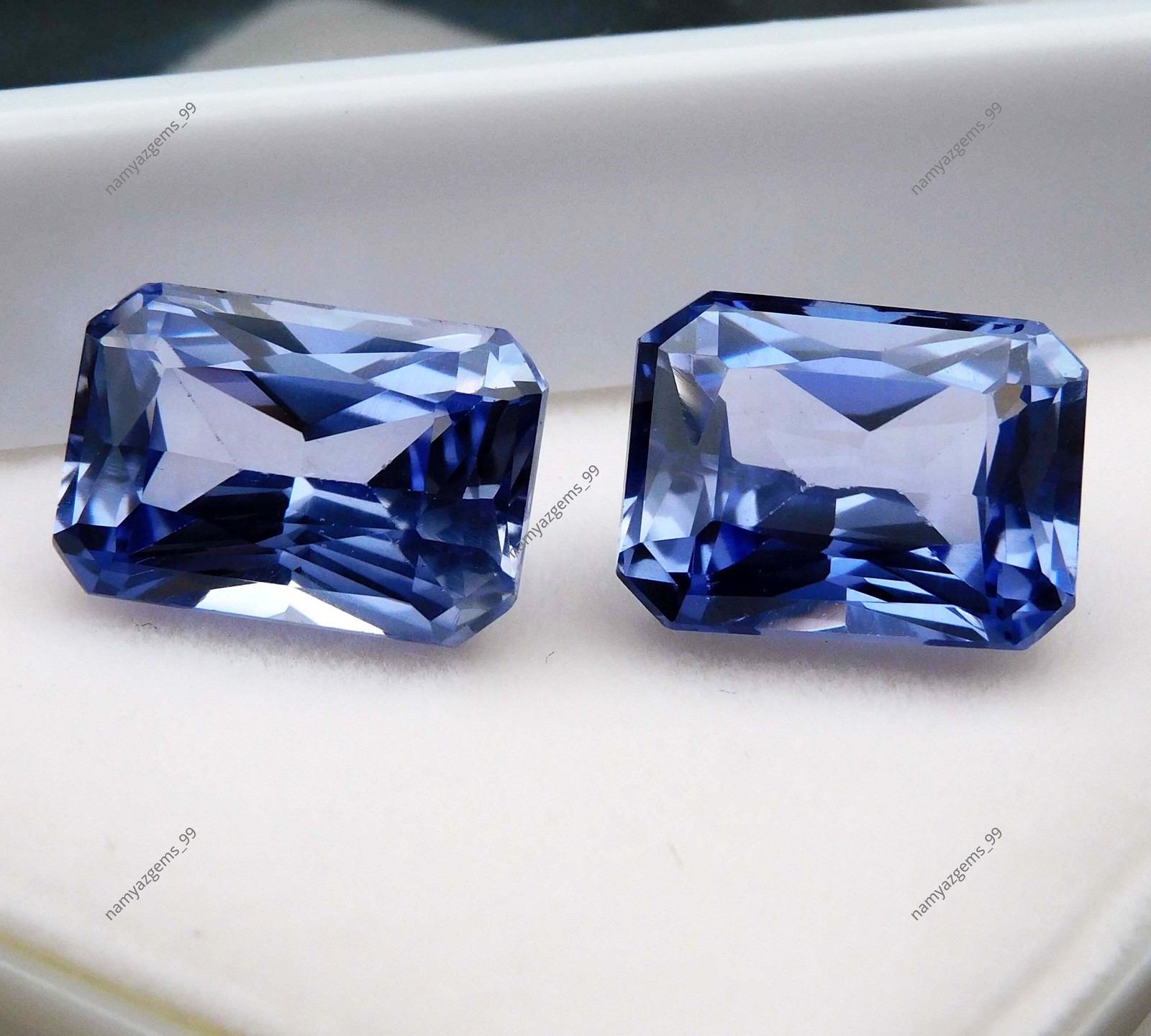 21 Ct Natural Blue Tanzanite Emerald Cut Certified AAA Loose Gemstone Pair