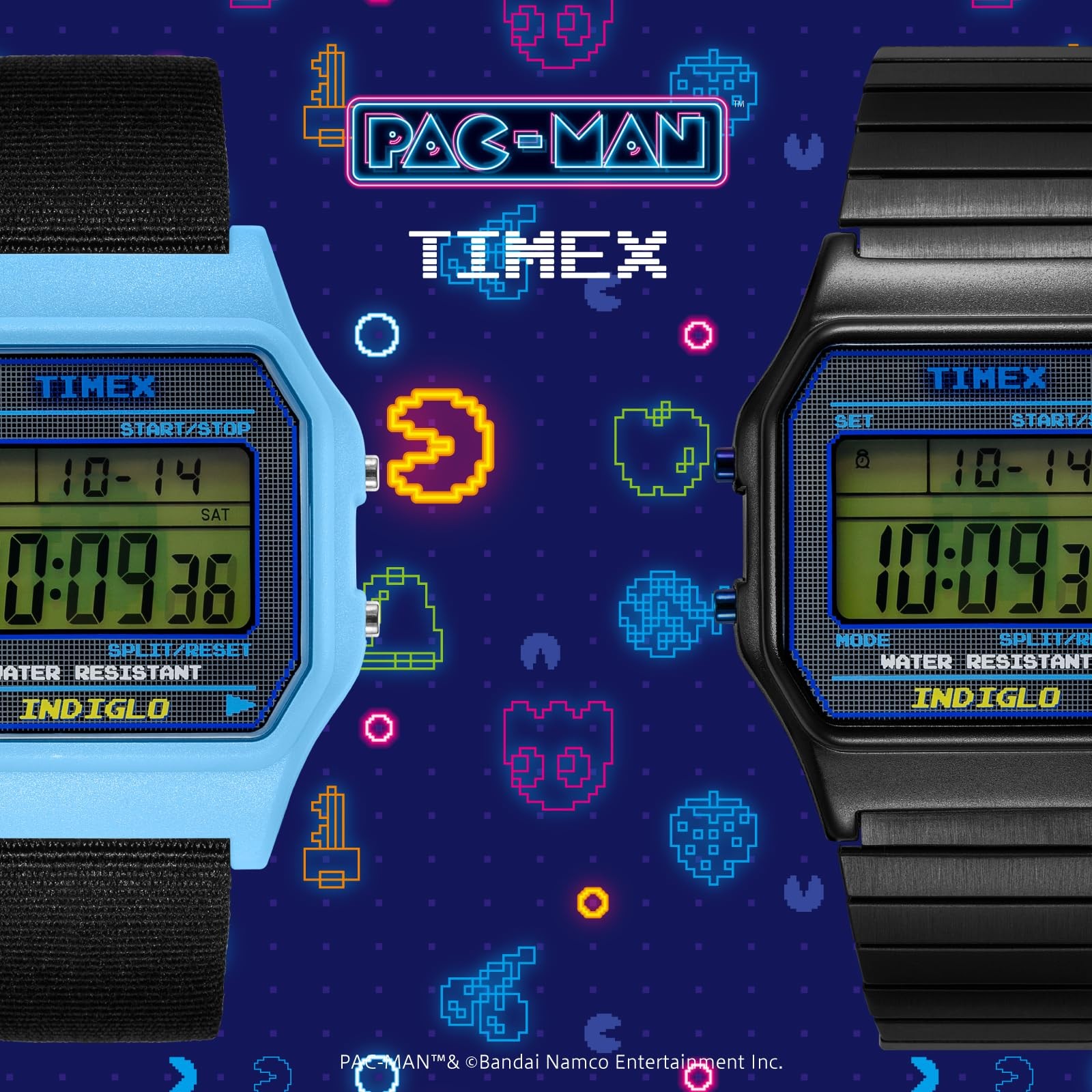 TIMEX T80 x PAC-MAN Digital Watch TW2V94200 Retro Silver Steel Band Limited Edit