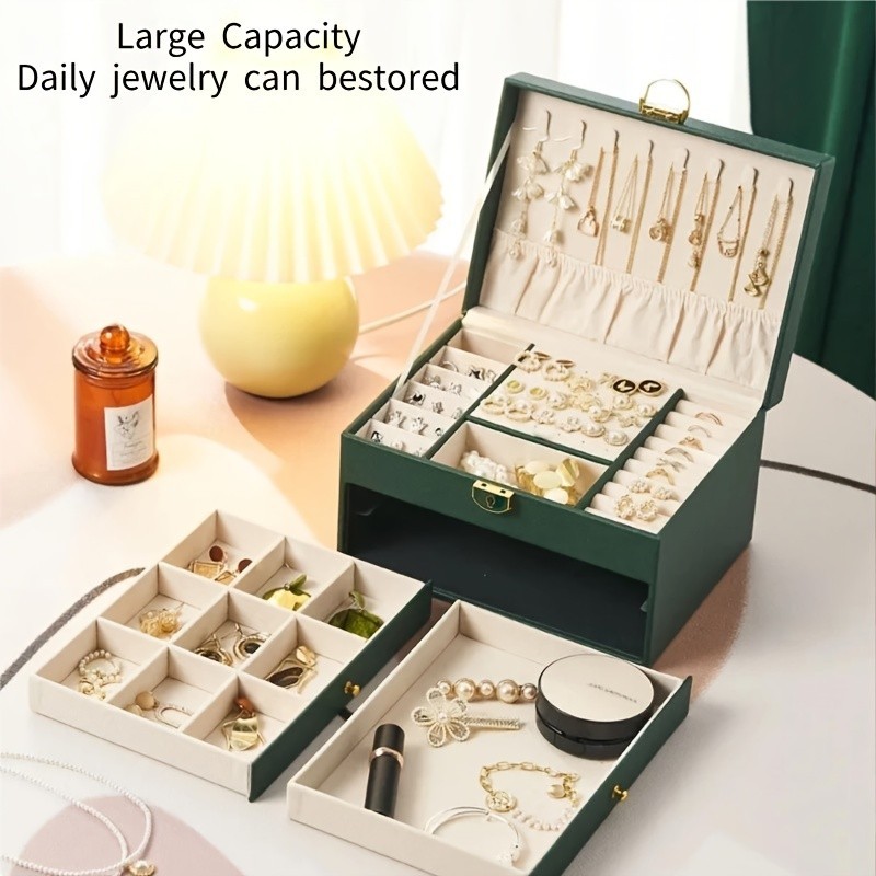 Jewelry Box Organizer 2/3 Tier PU Leather Display Case Large Gift Watch Storage